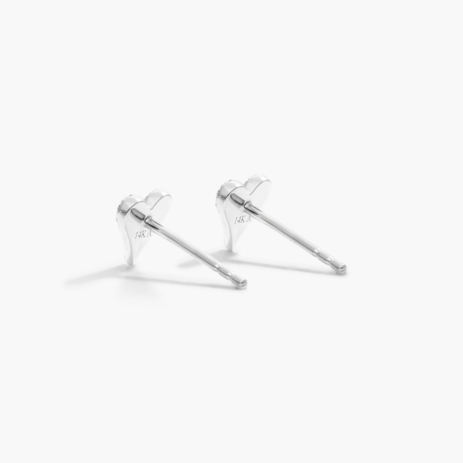 Heart Earrings With Round Diamonds In 14K White Gold