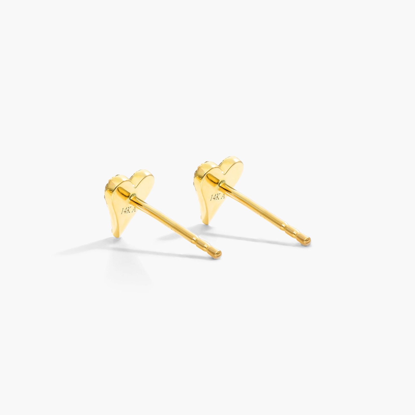 Heart Earrings With Round Diamonds In 14K Yellow Gold