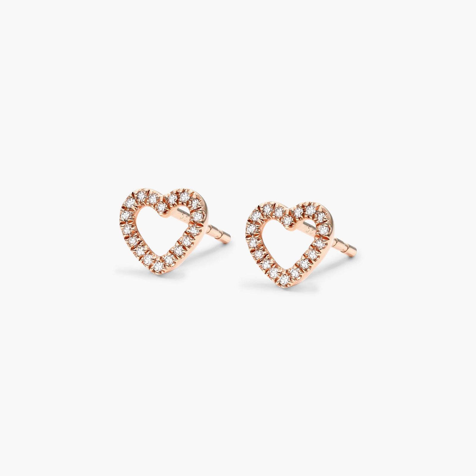 Open Heart Shape Diamond Earrings In 14K Rose Gold