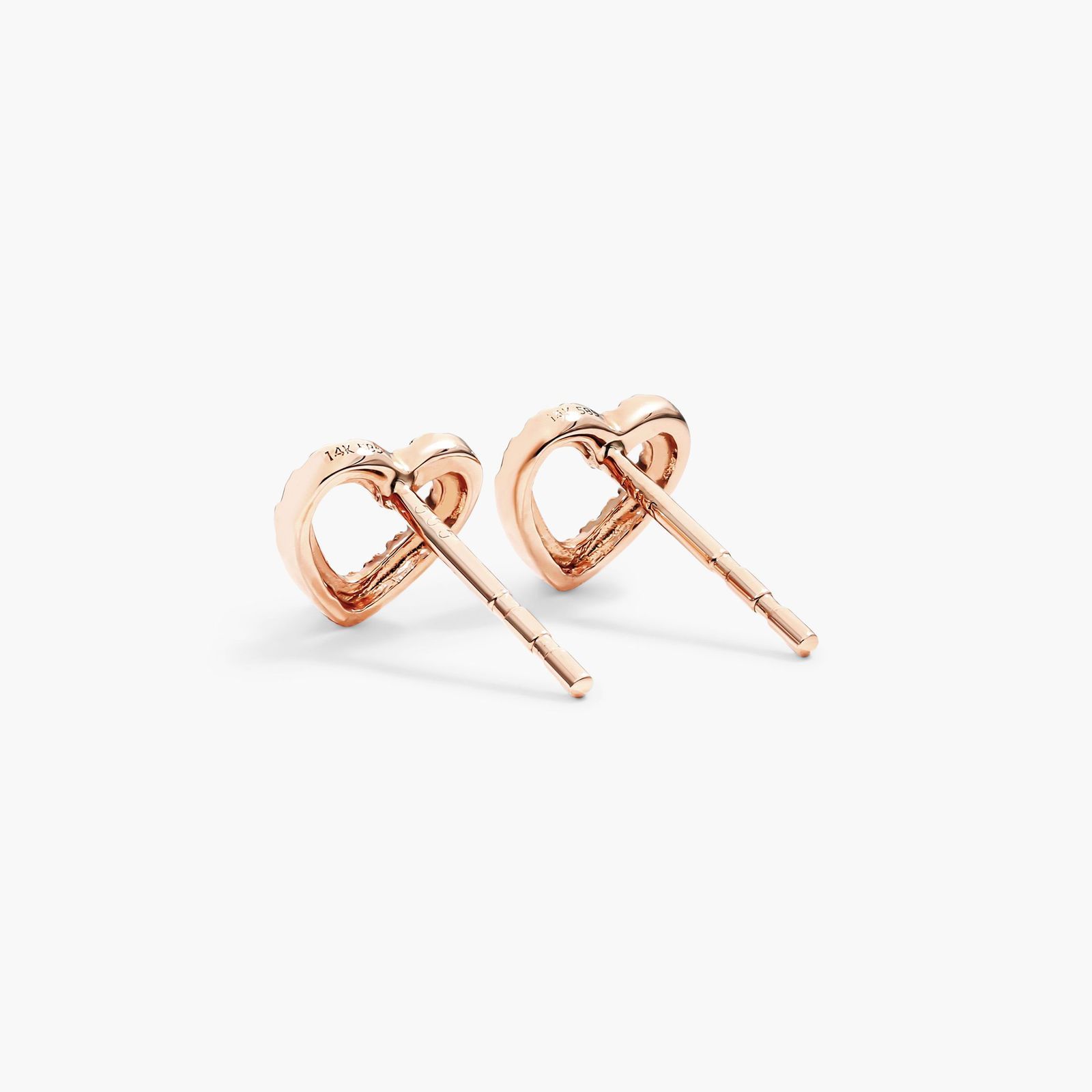 Open Heart Shape Diamond Earrings In 14K Rose Gold