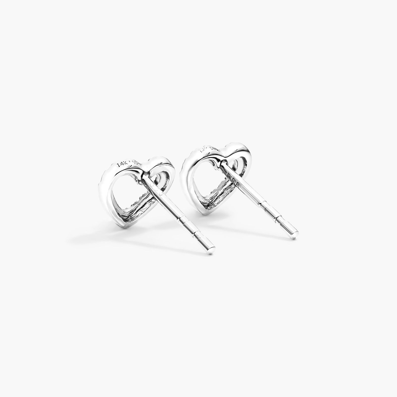 14K White Gold Open Diamond Heart Earrings
