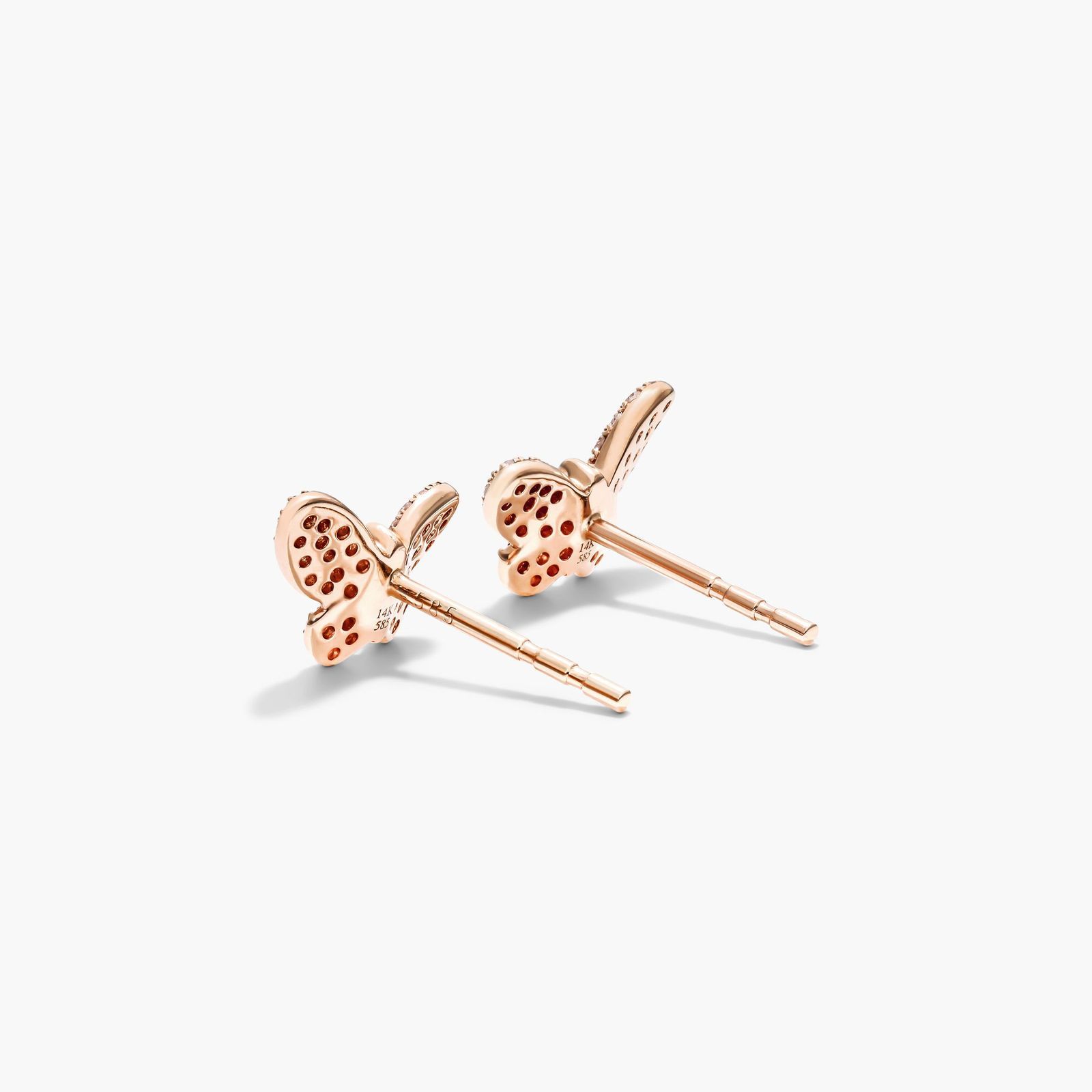 Petite Butterfly Diamond Earrings In 14K Rose Gold