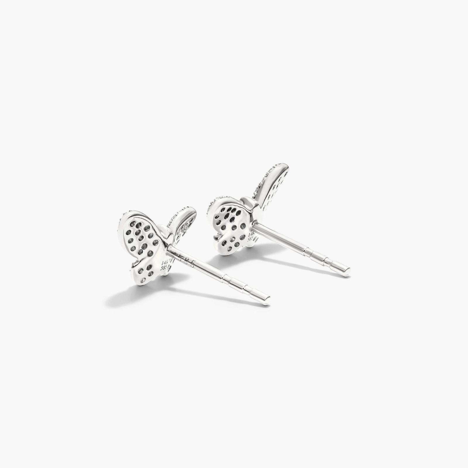 Petite Butterfly Diamond Earrings In 14K White Gold