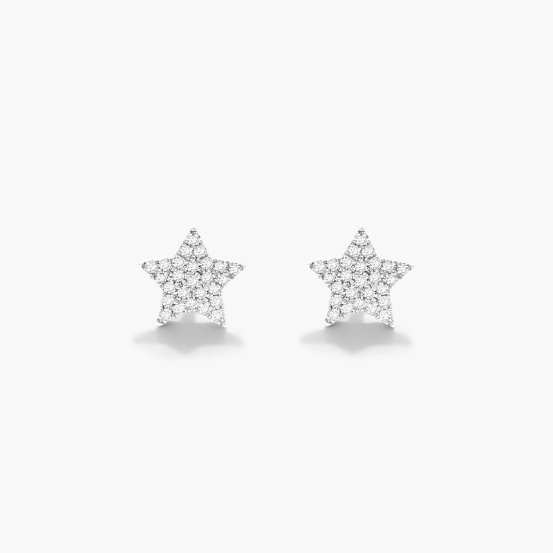 Star Diamond Earrings In 14K White Gold