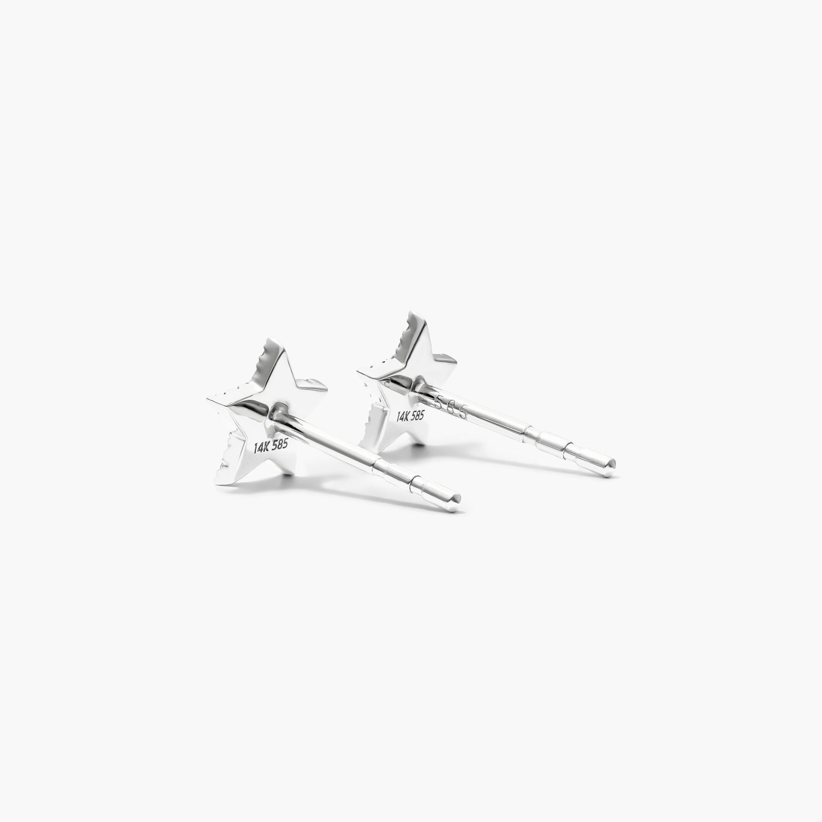 Star Diamond Earrings In 14K White Gold