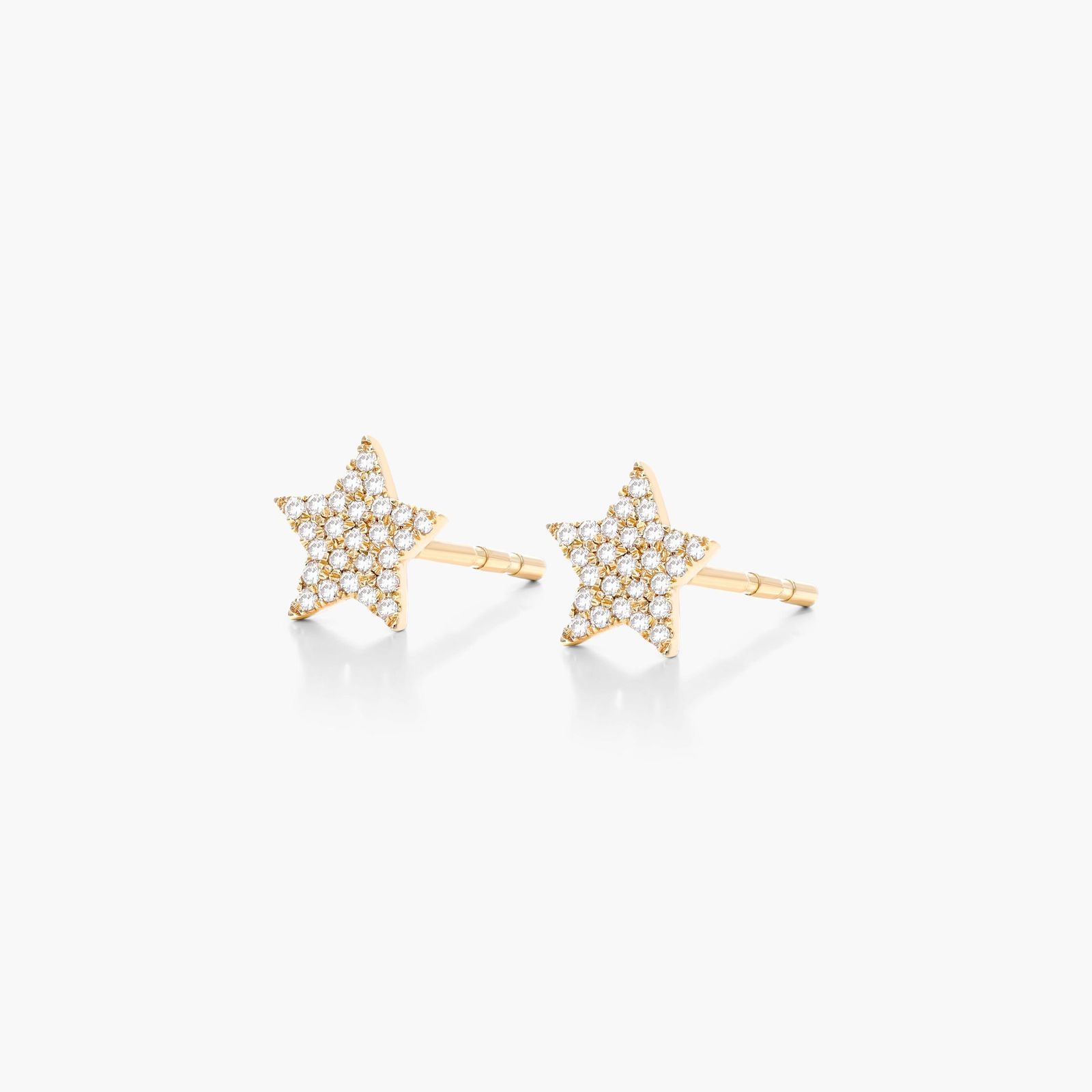 Star Diamond Earrings In 14K Yellow Gold