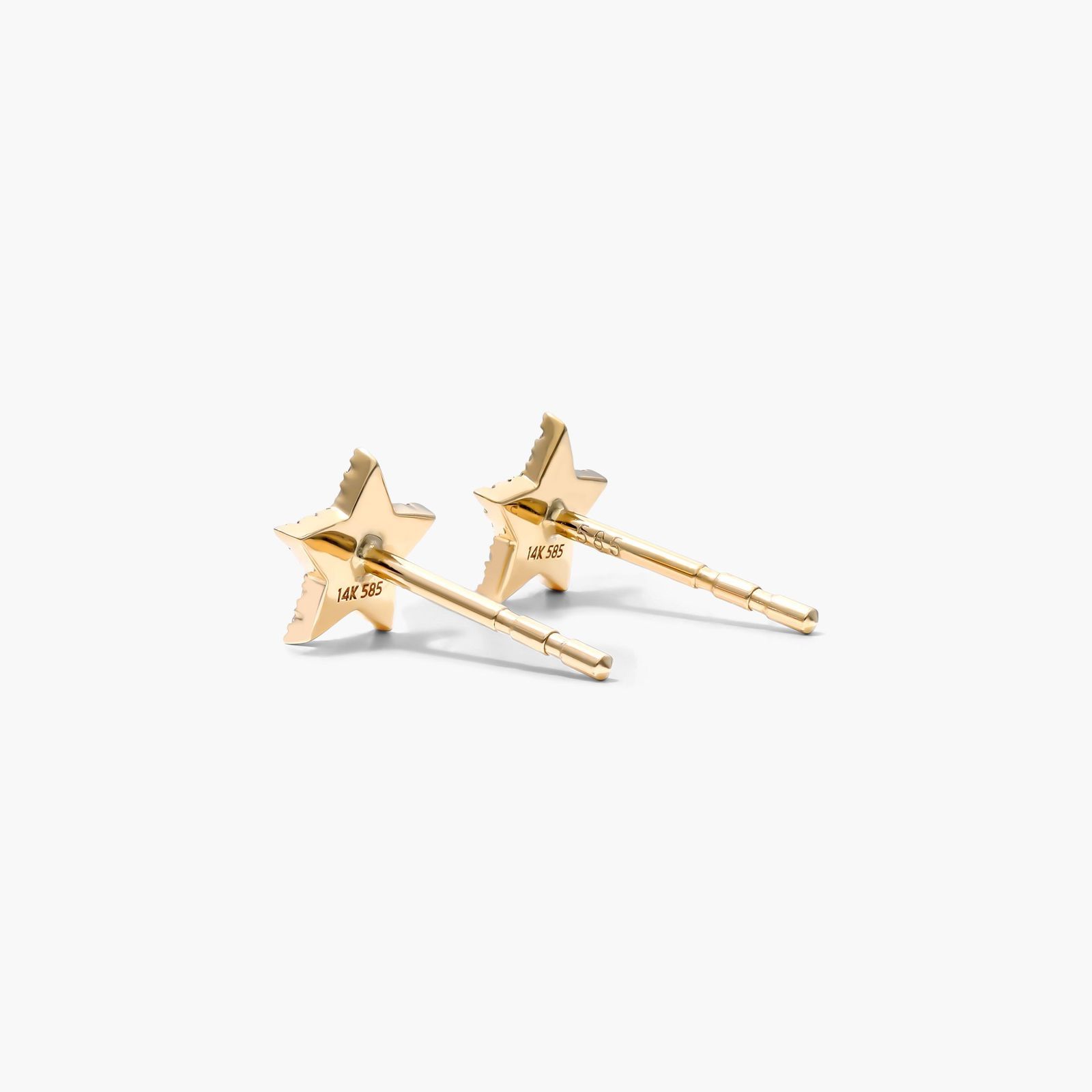 Star Diamond Earrings In 14K Yellow Gold