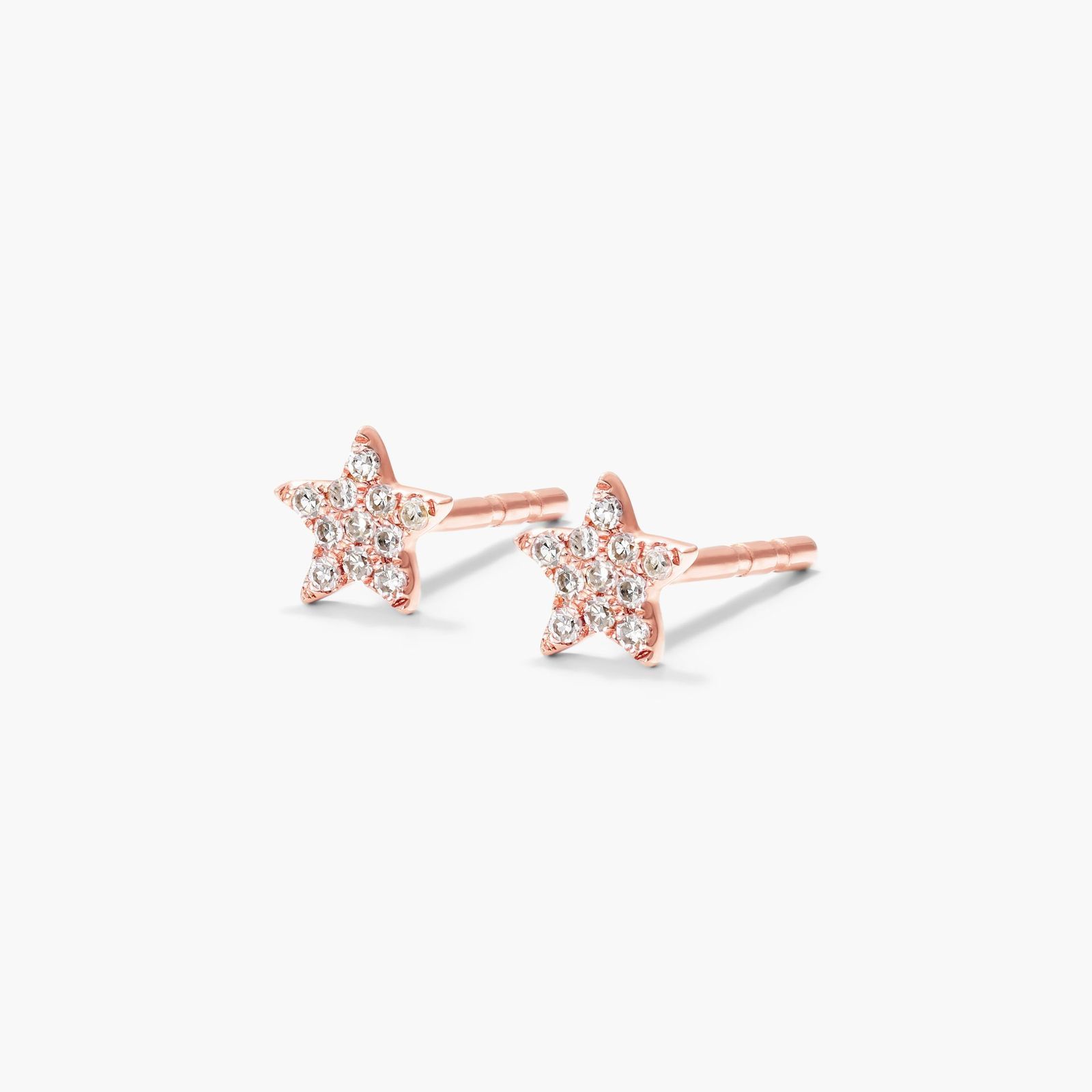 Petite Star Diamond Earrings In 14K Rose Gold