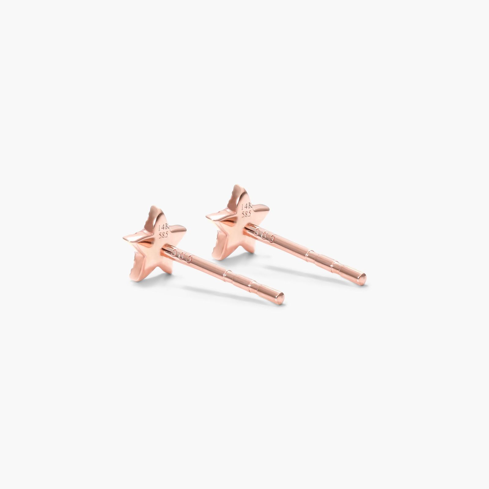 Petite Star Diamond Earrings In 14K Rose Gold