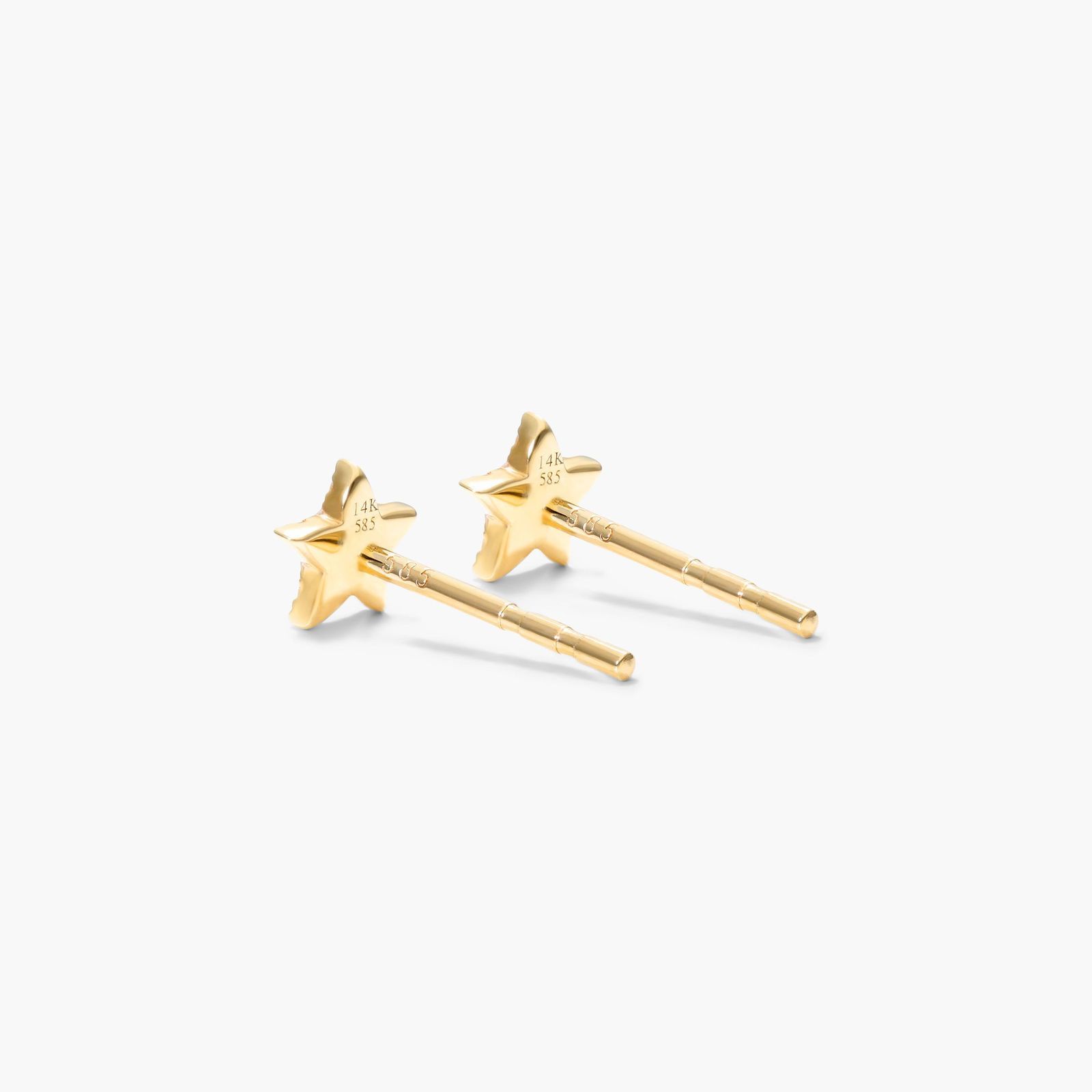 Petite Star Diamond Earrings In 14K Yellow Gold
