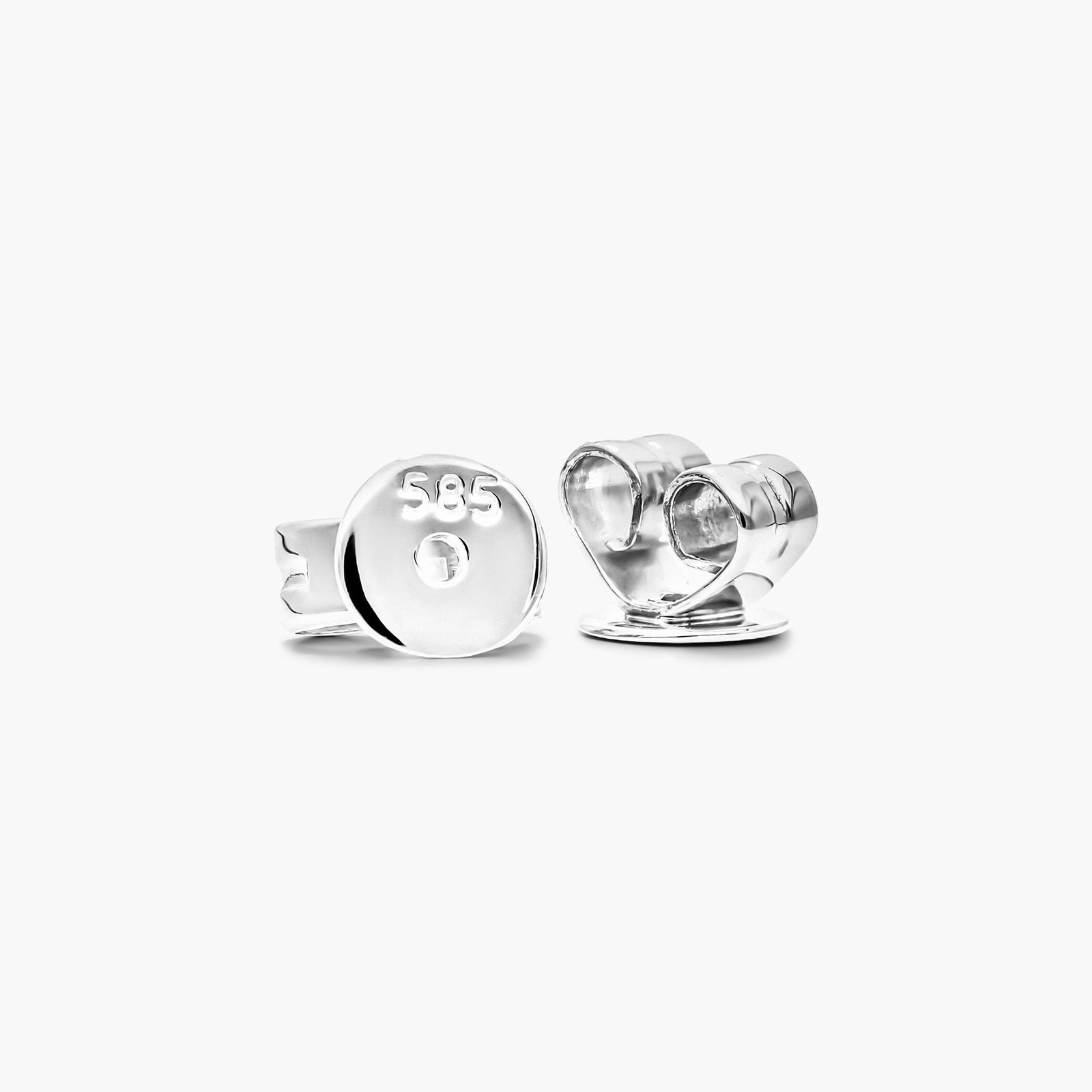 Star And Moon Diamond Earrings In 14K White Gold