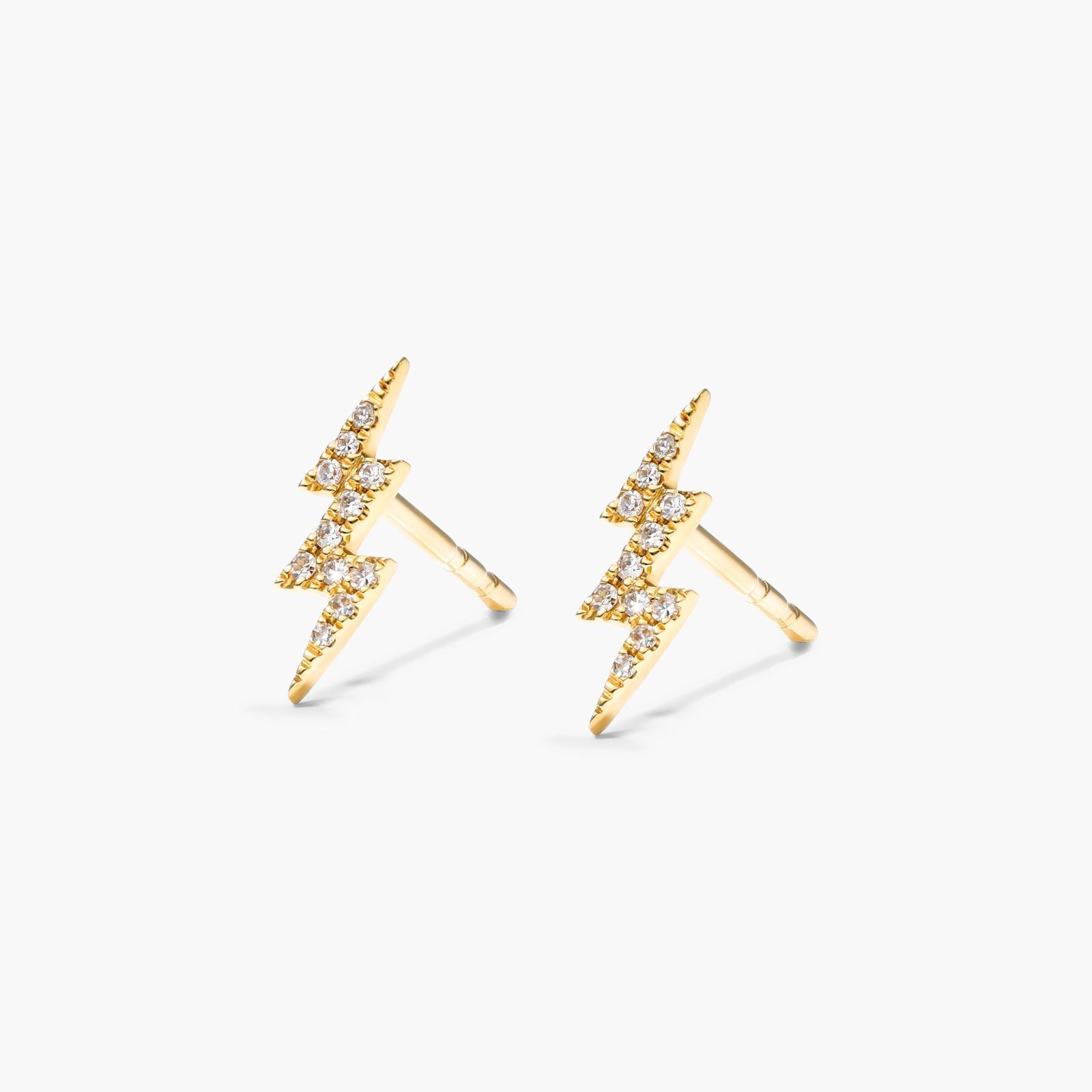 Lightning Bolt Diamond Earrings In 14K Yellow Gold