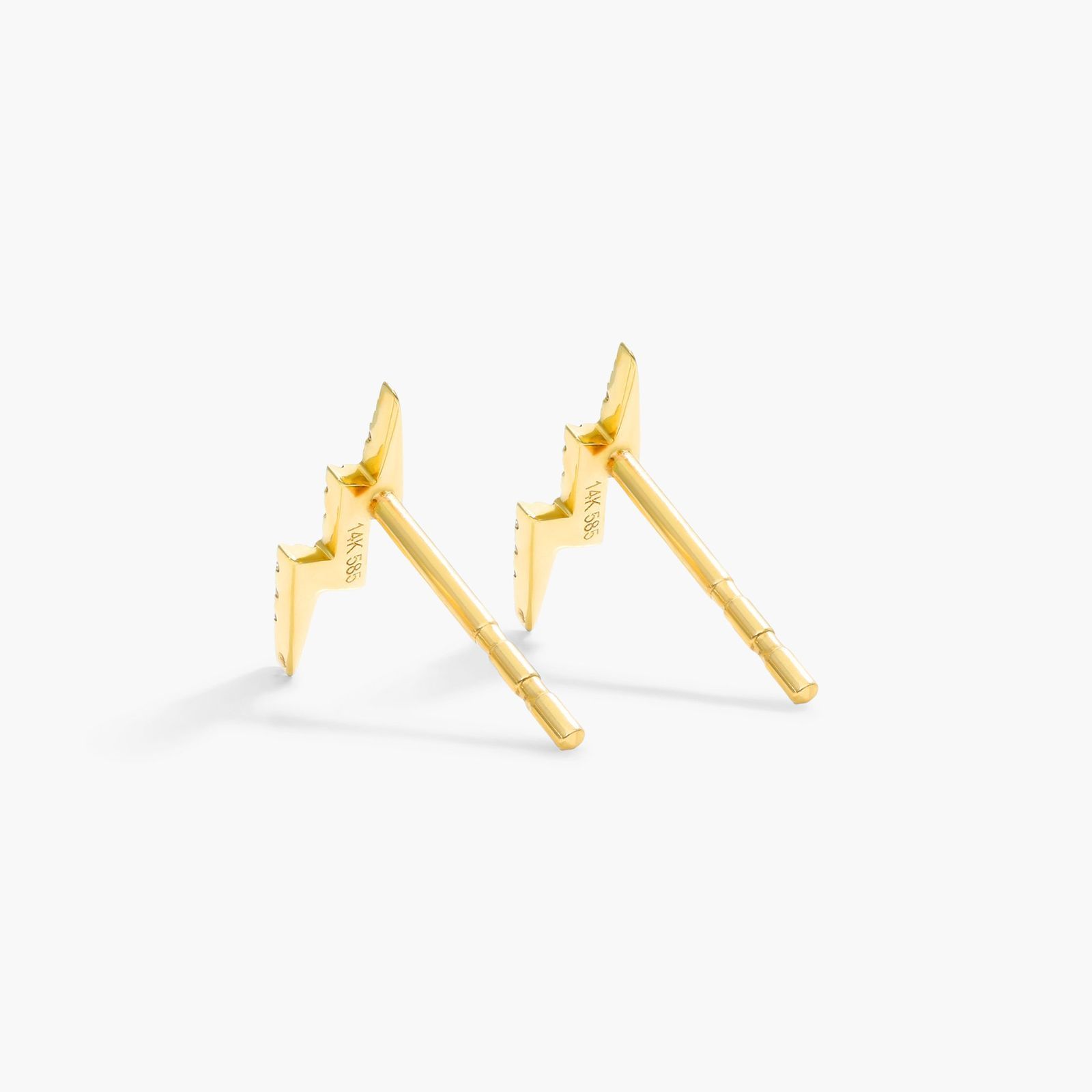 Lightning Bolt Diamond Earrings In 14K Yellow Gold