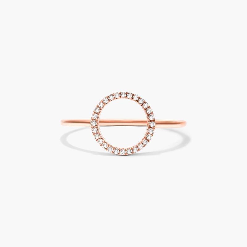 Open Circle Diamond Ring In 14K Rose Gold