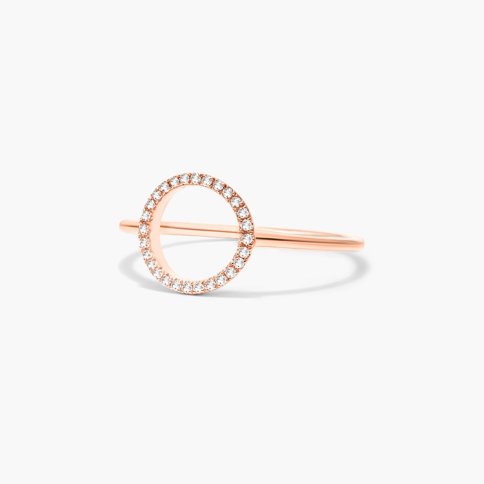 Open Circle Diamond Ring In 14K Rose Gold