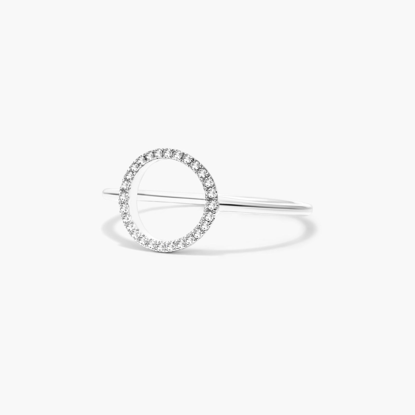 Open Circle Diamond Ring In 14K White Gold