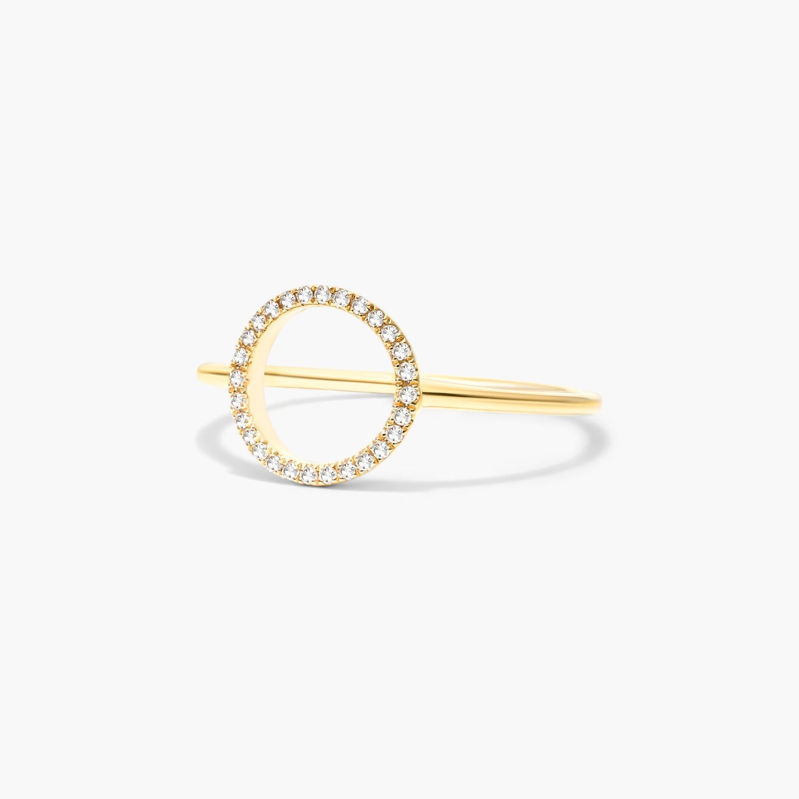 Open Circle Diamond Ring In 14K Yellow Gold