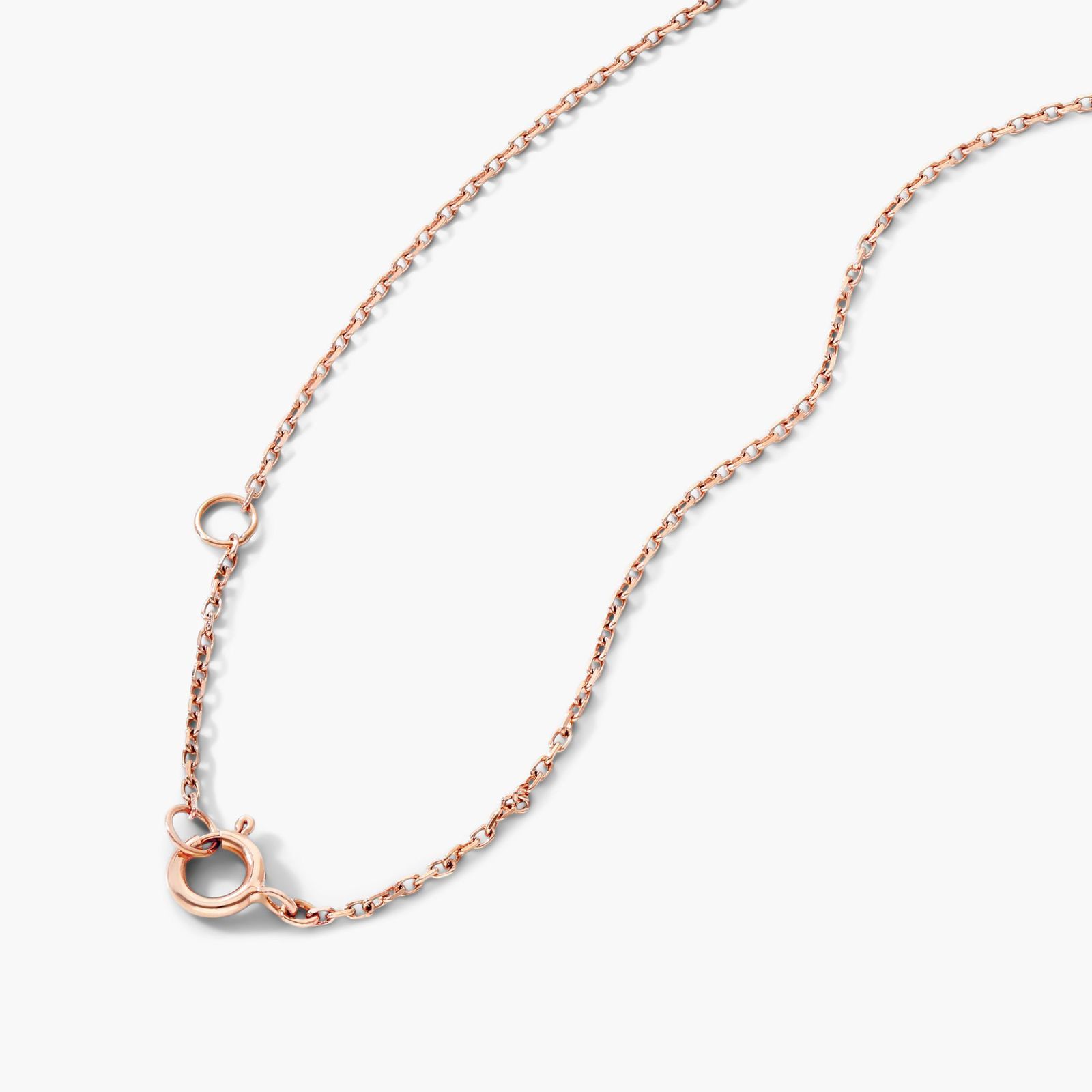 18K Rose Gold Dots Asymmetrical Open Circle Diamond Necklace