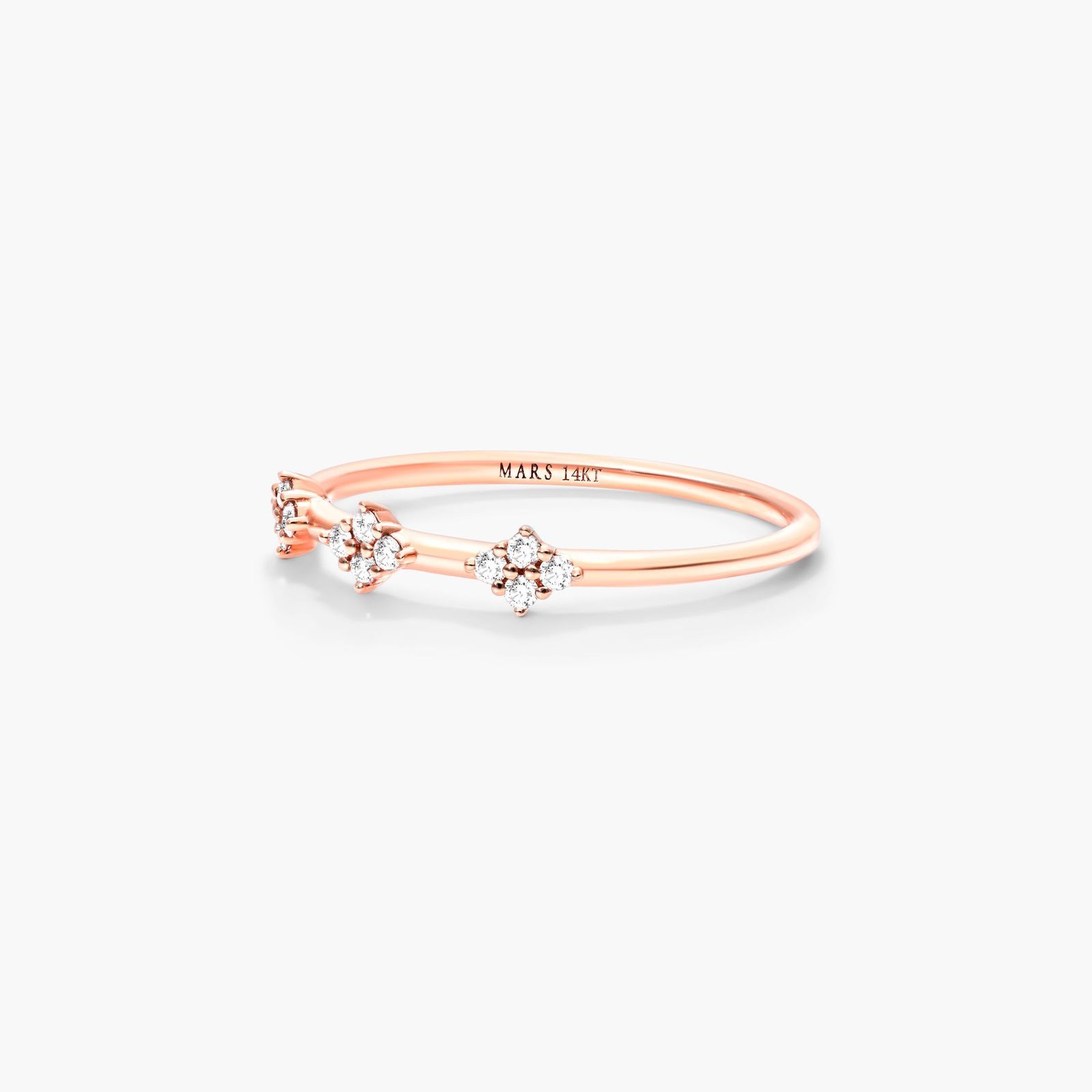 Rhombus Diamond Ring In 14K Rose Gold