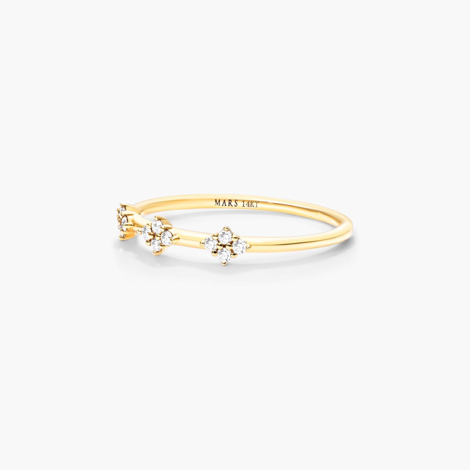 Rhombus Diamond Ring In 14K Yellow Gold