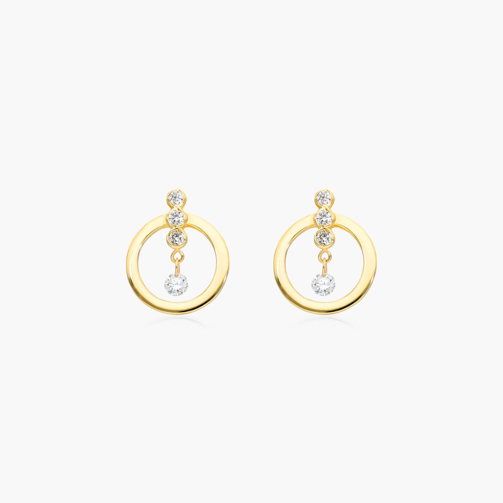 Front Hoops and Dangling Pierced Diamond Earrings In 14K Yellow Gold By Brevani