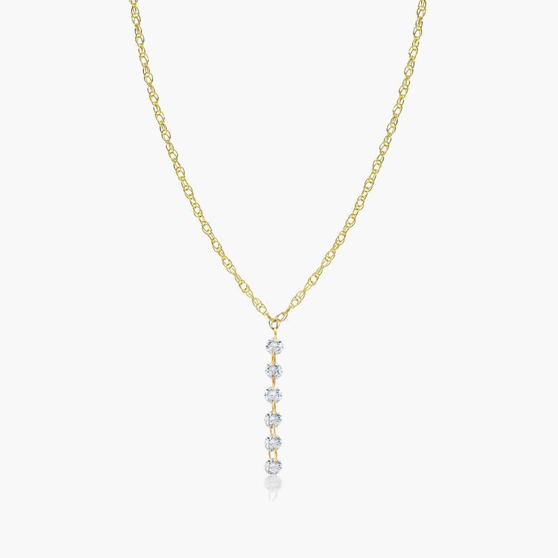 Pierced Diamond Row Necklace In 14K Yellow Gold by Brevani
