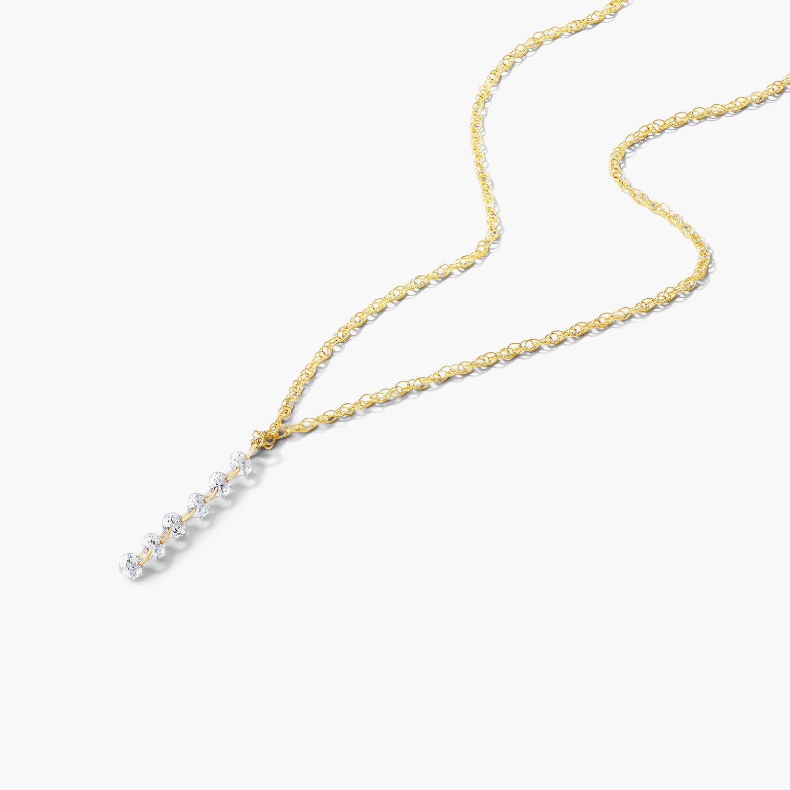 Pierced Diamond Row Necklace In 14K Yellow Gold by Brevani