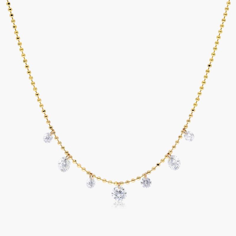 Alternating Pierced Diamond Choker Necklace In 14K Yellow Gold by Brevani