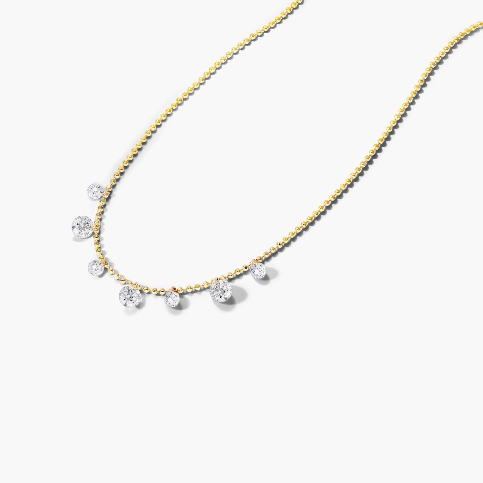 Alternating Pierced Diamond Choker Necklace In 14K Yellow Gold by Brevani