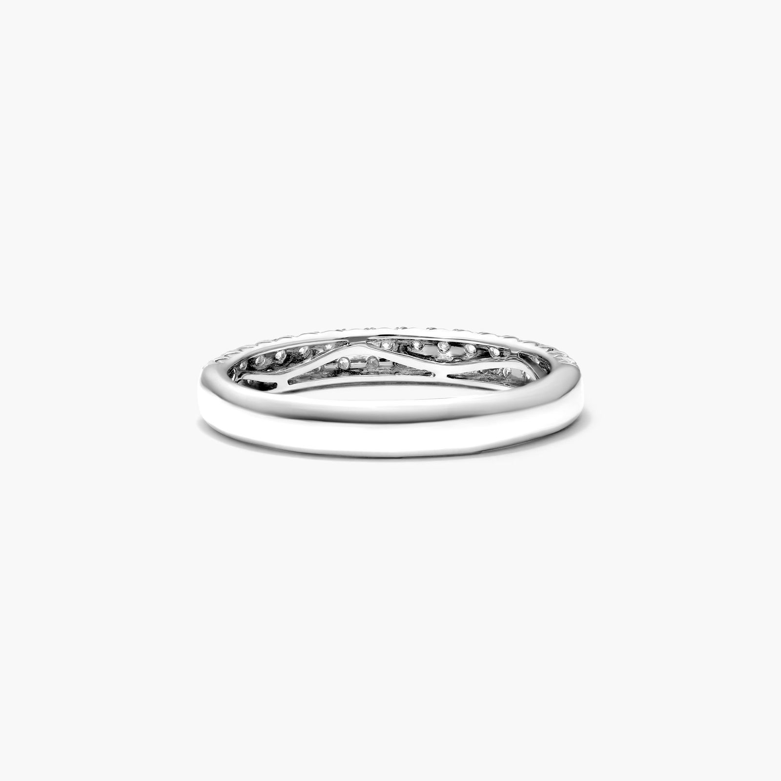 Double Row Pavé Diamond Ring In 14K White Gold