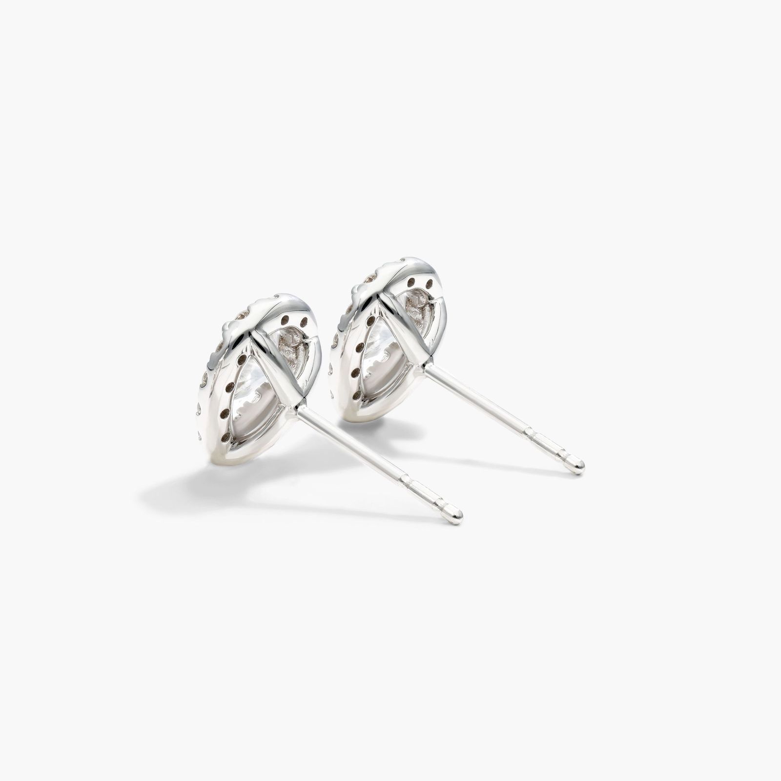 Pear Shape Halo Diamond Stud Earrings In 18K White Gold