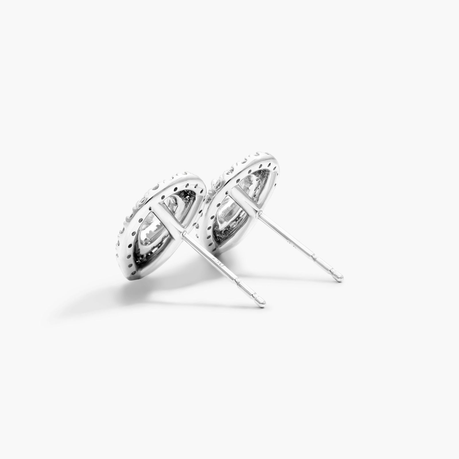 Double Halo Diamond Earrings With Pear Shape Diamonds In 18K White Gold