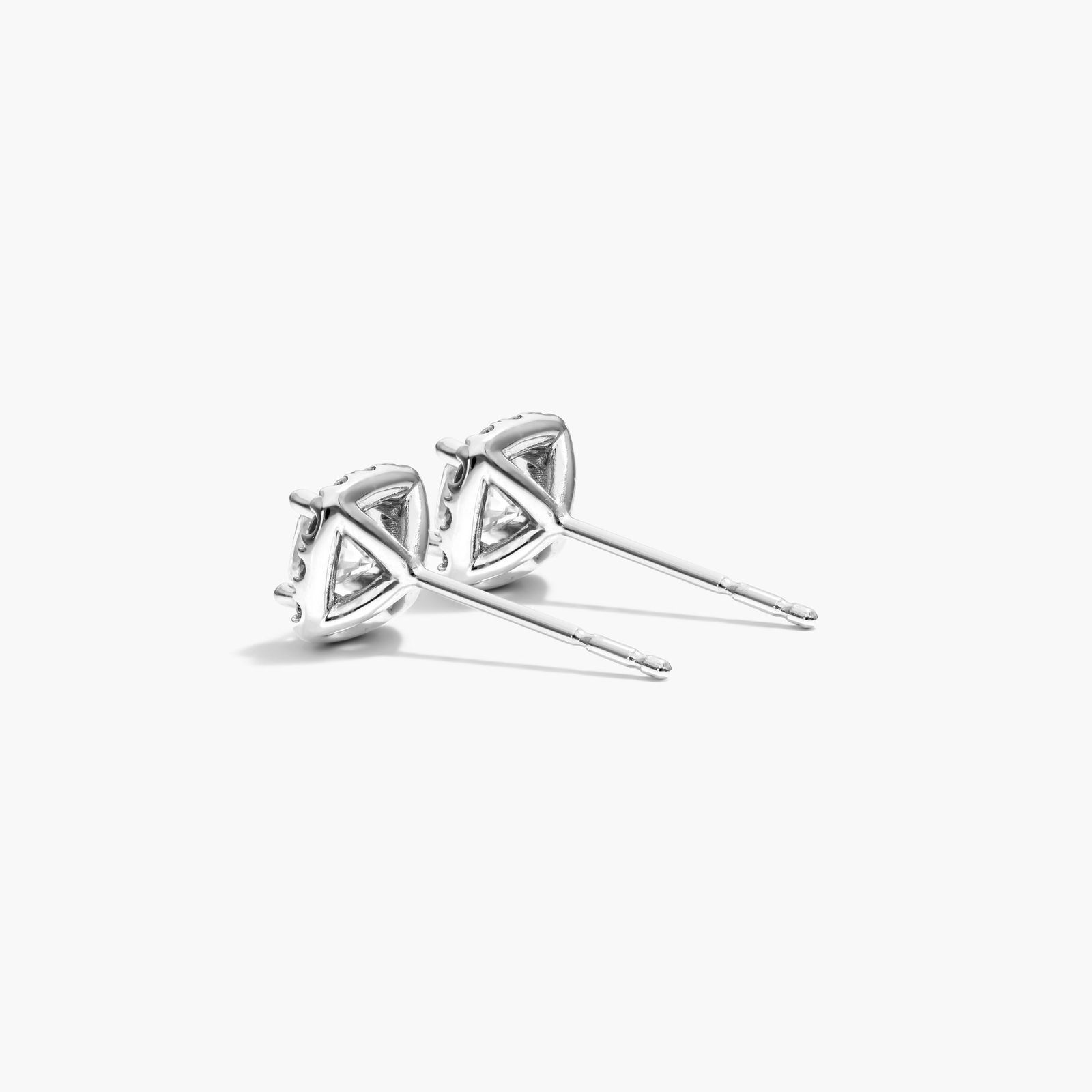 Cushion Halo Diamond Stud Earrings In 18K White Gold