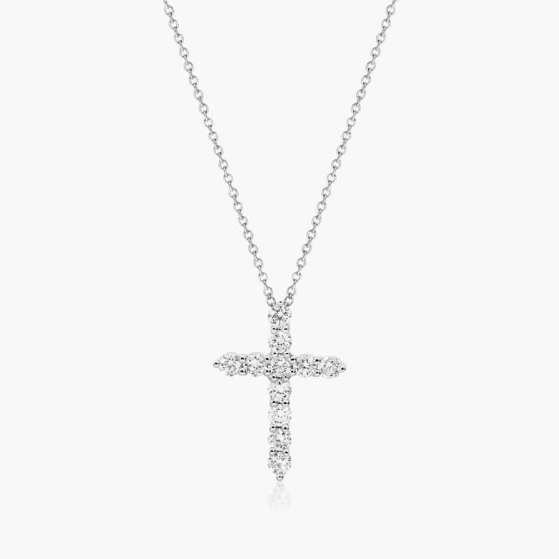 Shared Prong Diamond Cross Necklace (0.25 CTW) In 14K White Gold