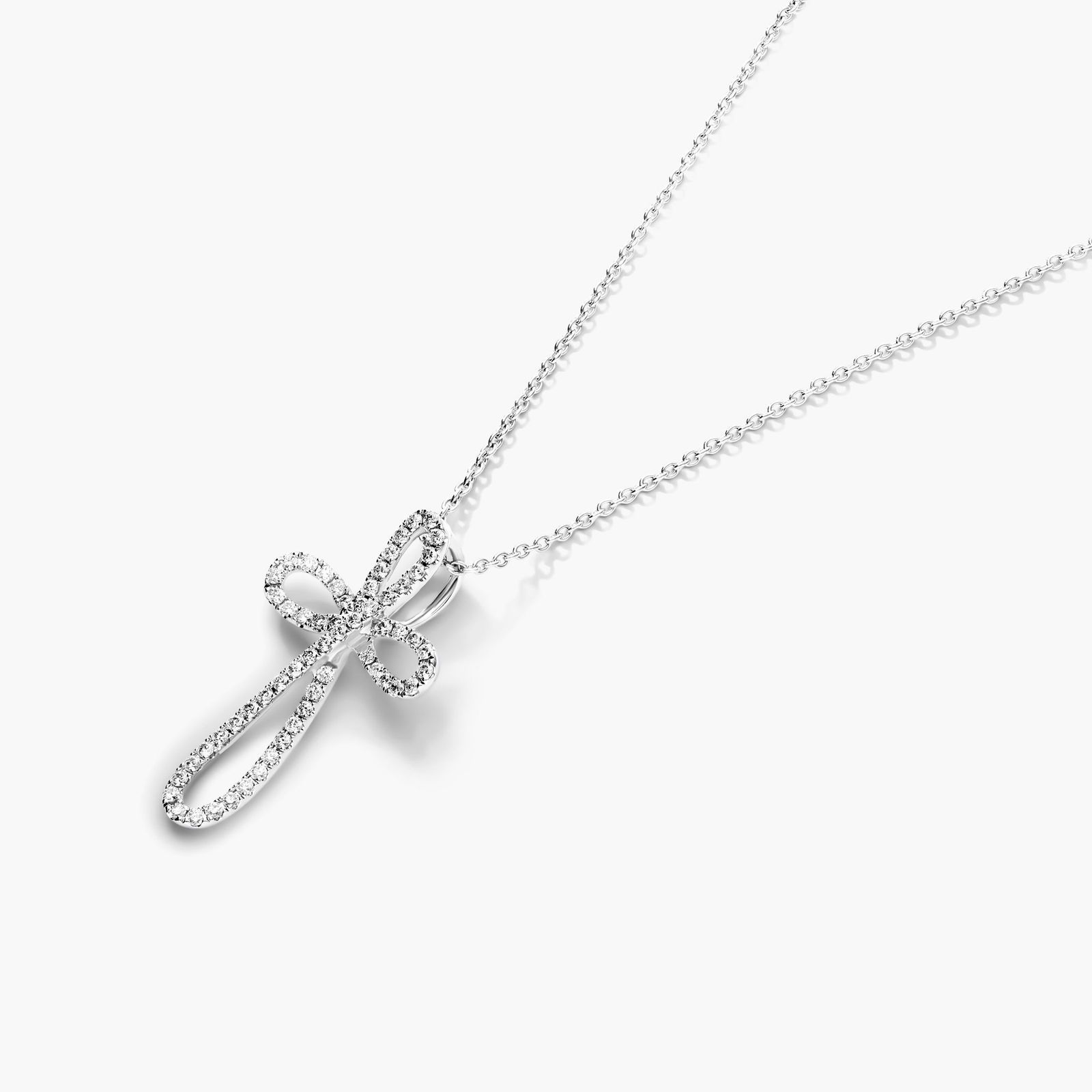 Infinity Cross Diamond Necklace In 14K White Gold
