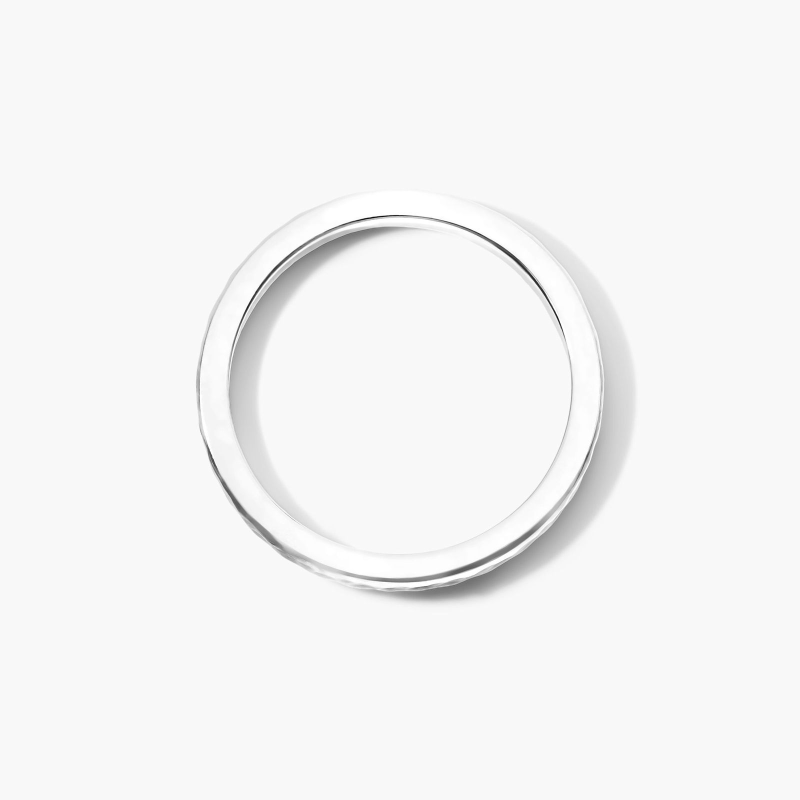 Satin Hammered Ring In 14K White Gold