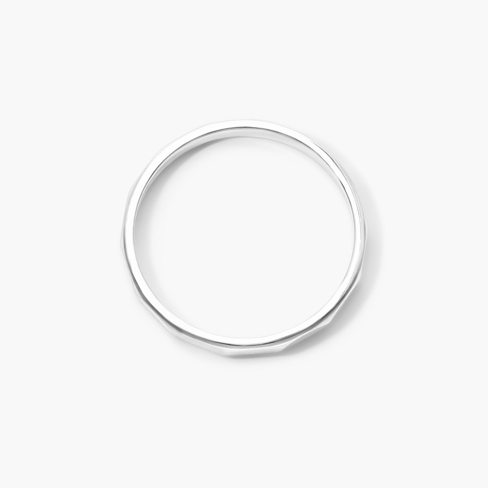 High Polished Faceted Ring In 14K White Gold