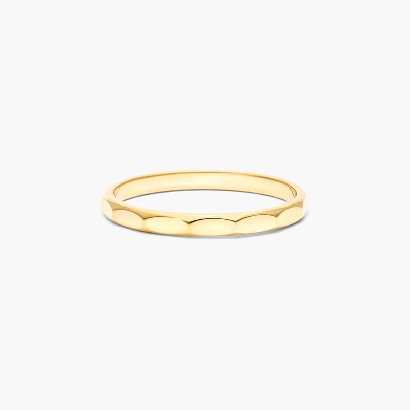 High Polished Faceted Ring In 14K Yellow Gold