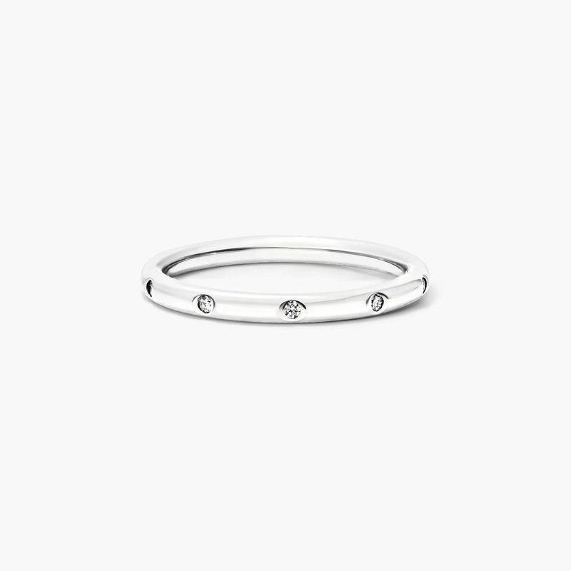 Bezel Set Diamond Ring In 14K White Gold