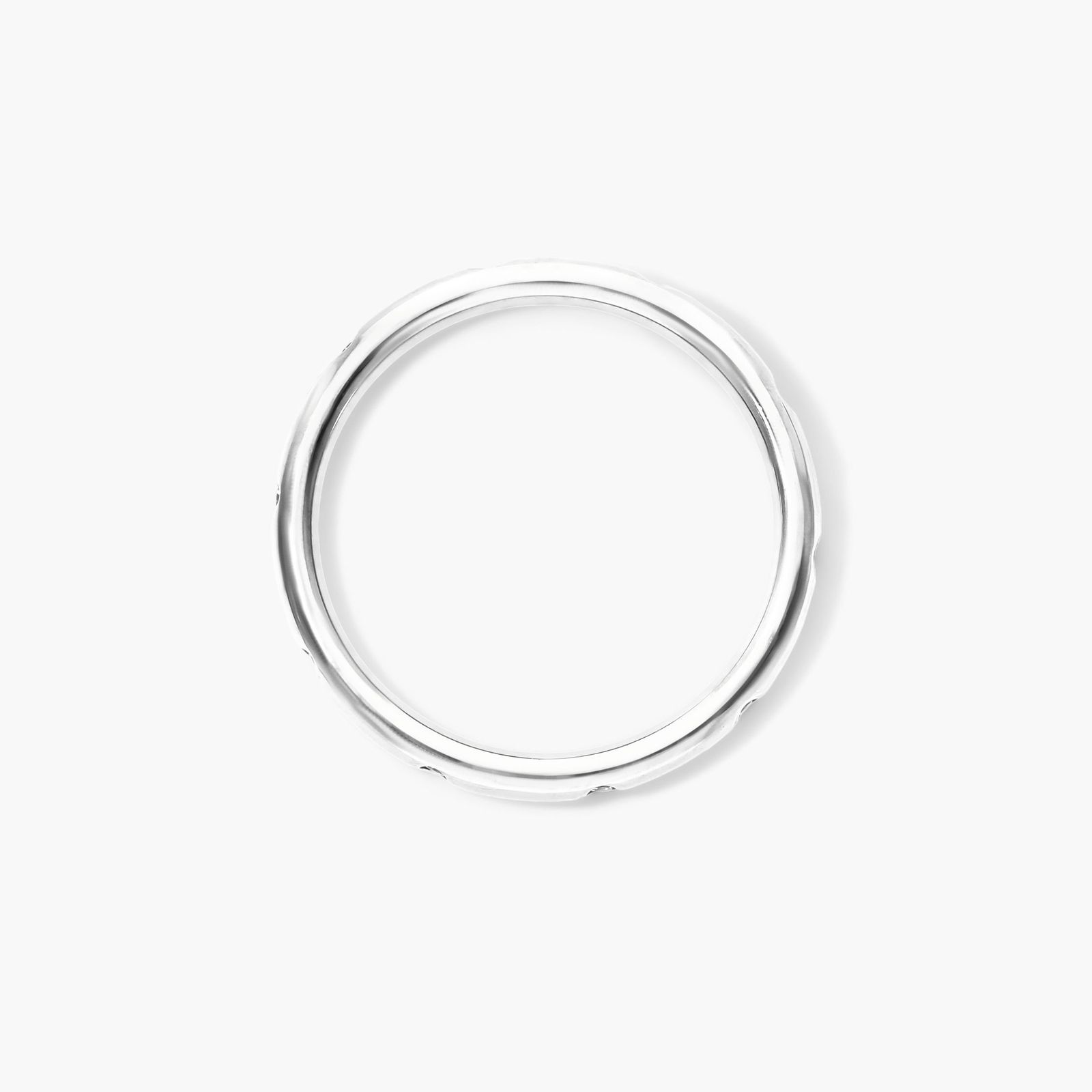Bezel Set Diamond Ring In 14K White Gold