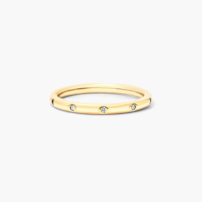Bezel Set Diamond Ring In 14K Yellow Gold