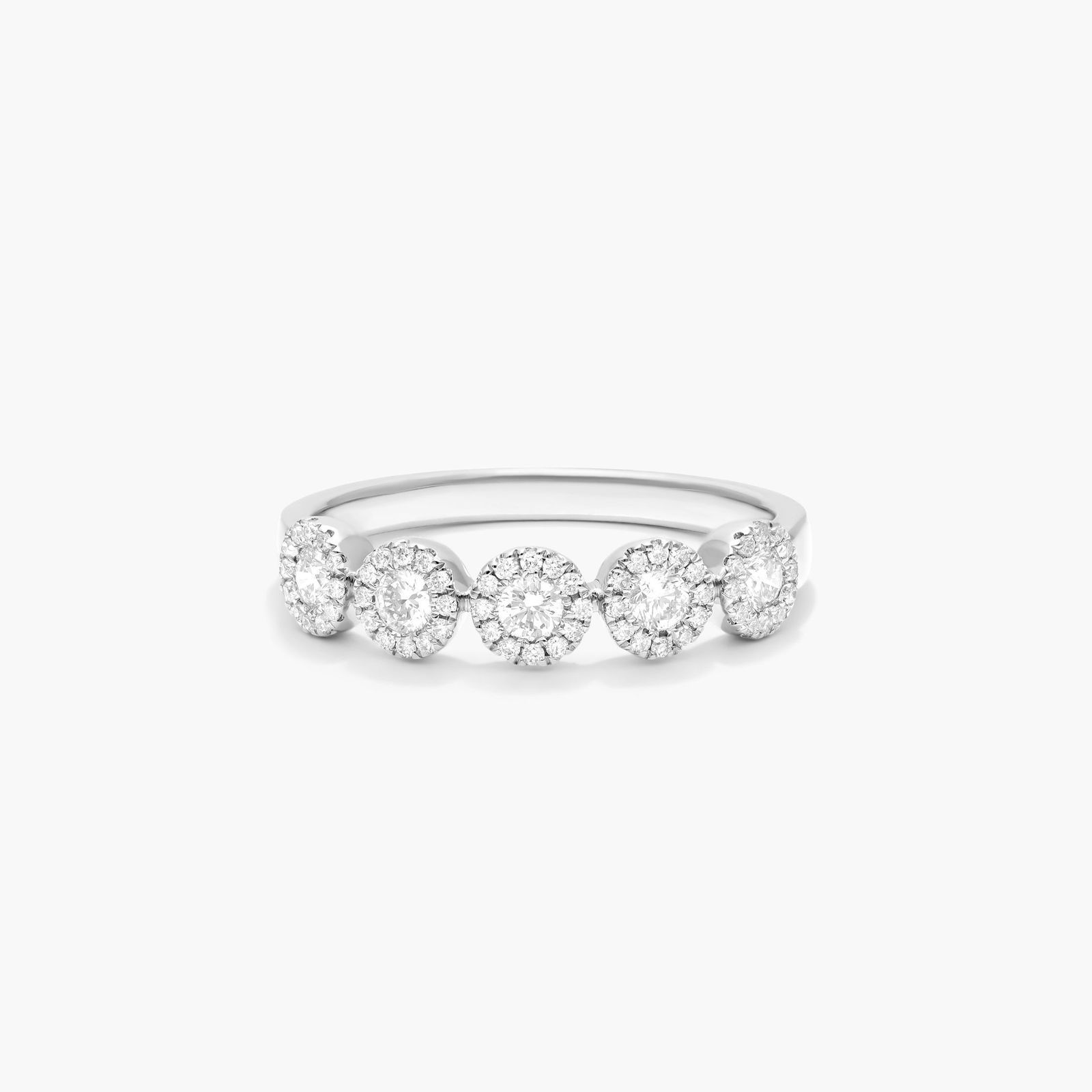 Five Stone Halo Diamond Ring In 14K White Gold-81350w14 - Main Image