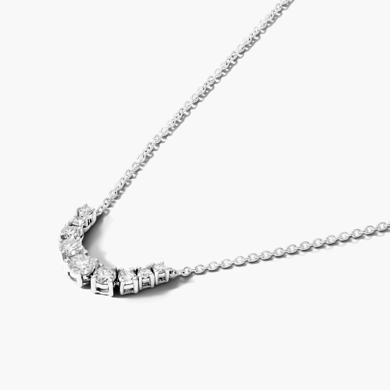 Graduated Diamond Necklace In 14K White Gold
