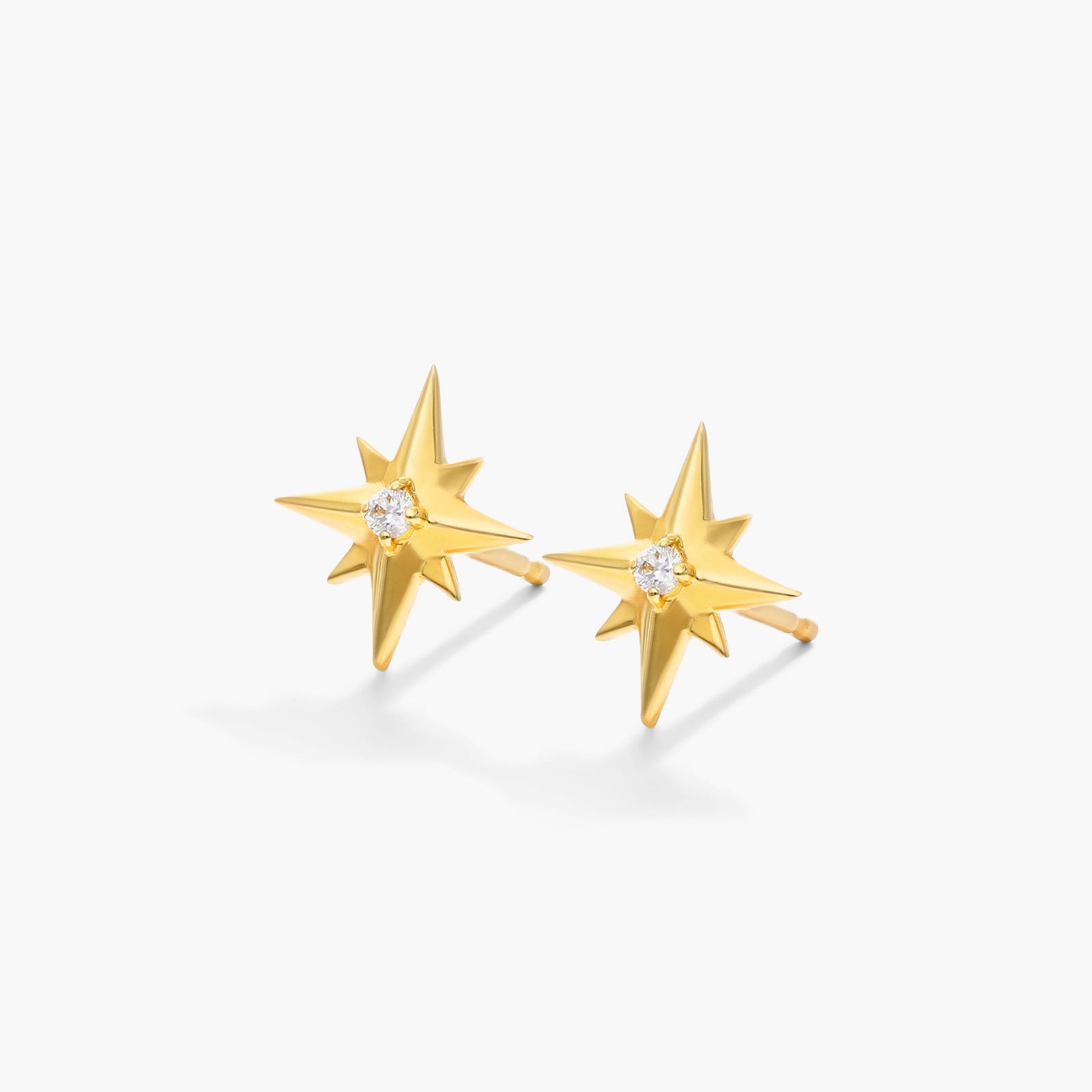14K Yellow Gold North Star Diamond Fleck Earrings