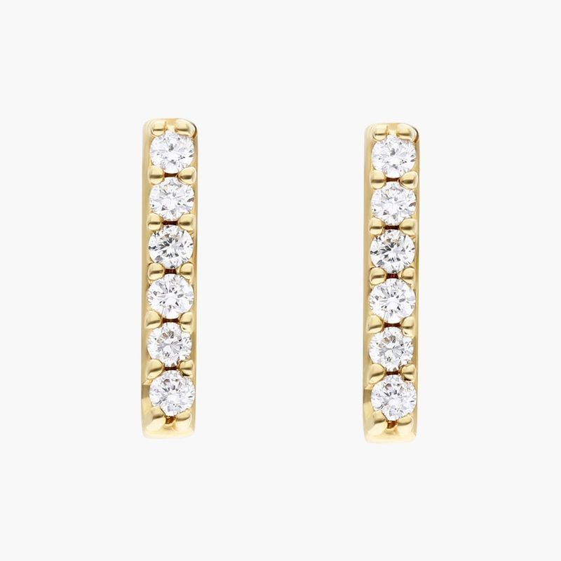Row Diamond Earrings In 14K Yellow Gold