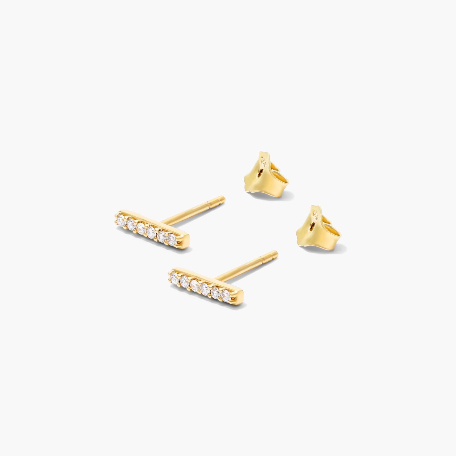 Row Diamond Earrings In 14K Yellow Gold