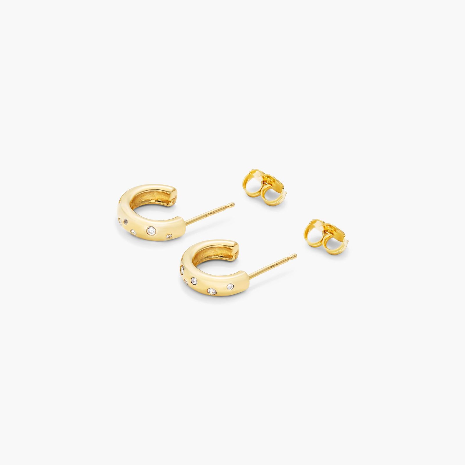 Speckled Diamond Hoop Earrings In 14K Yellow Gold