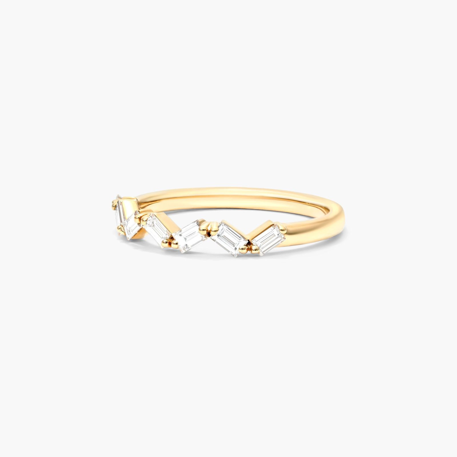 Petite Zig Zag Diamond Ring In 14K Yellow Gold