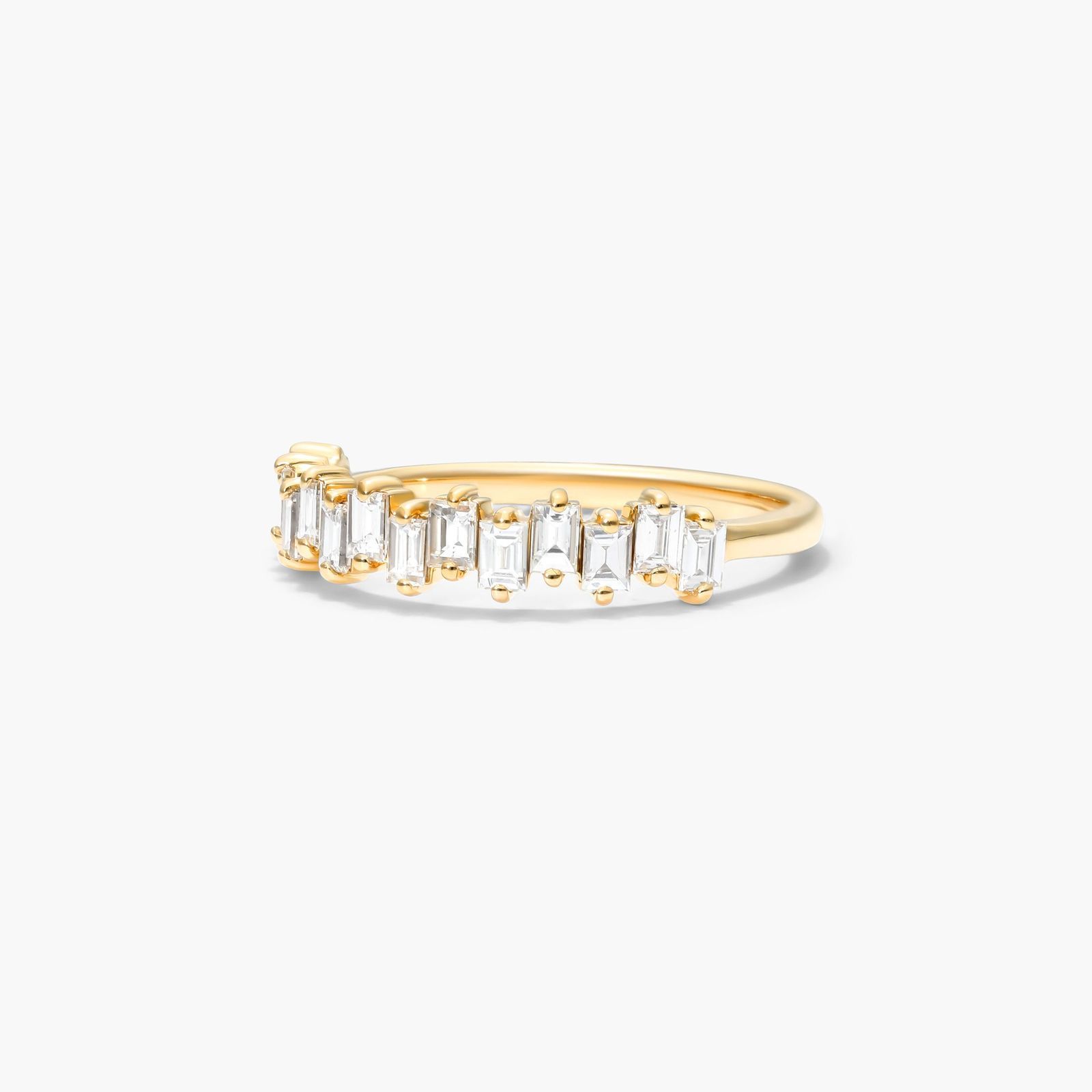 Jagged Baguette Cut Diamond Ring In 14K Yellow Gold