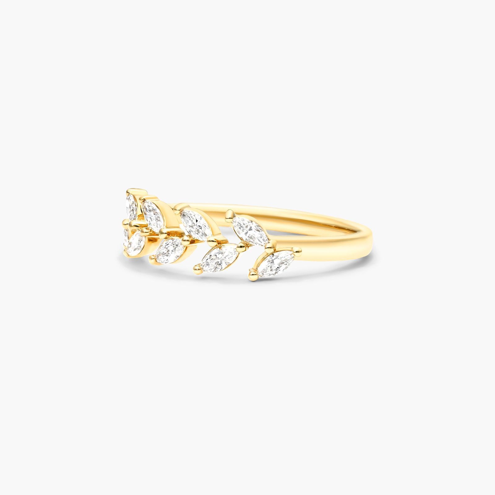 Barley Marquise Cut Diamond Ring In 14K Yellow Gold